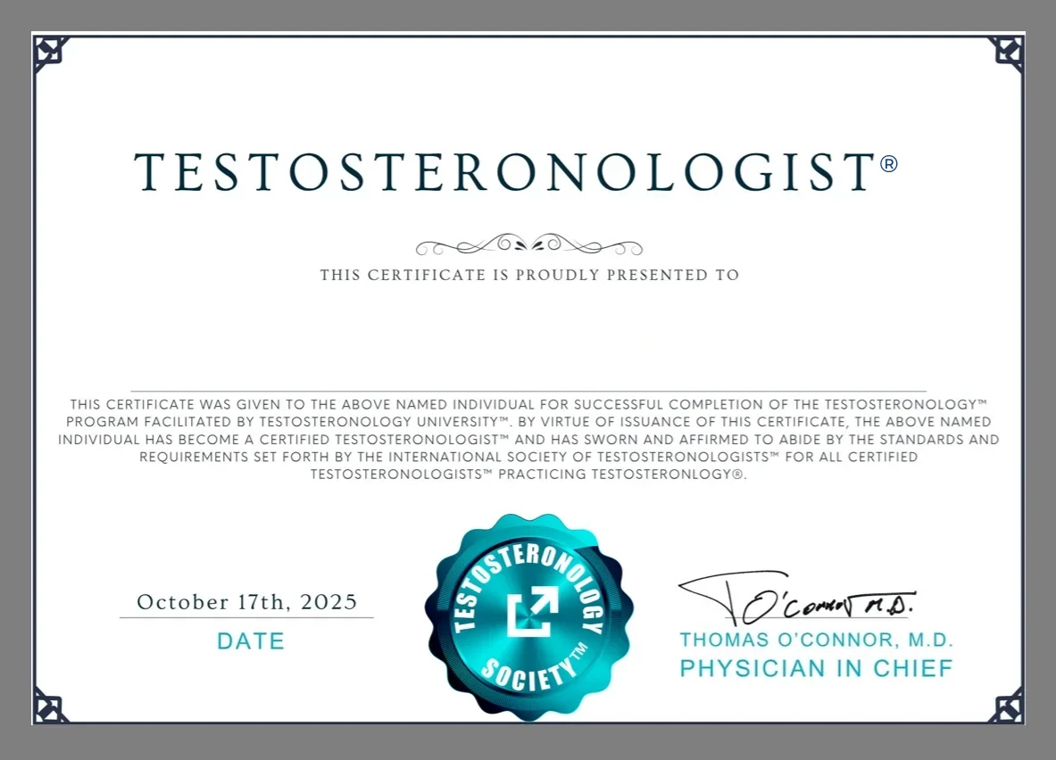 Testosteronology Certificate