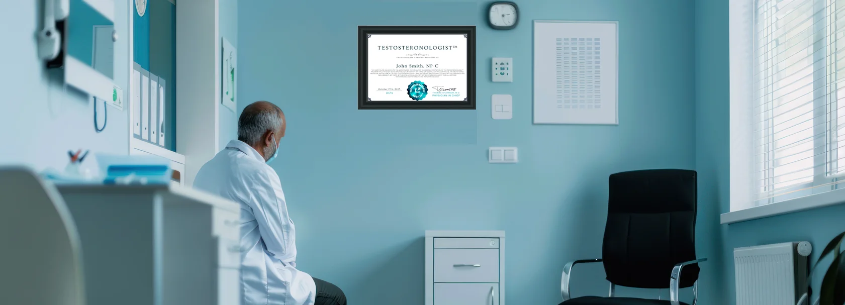 doc looking at certificate