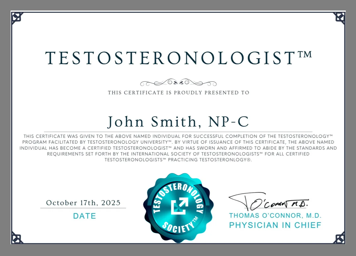 Testosteronology Certificate