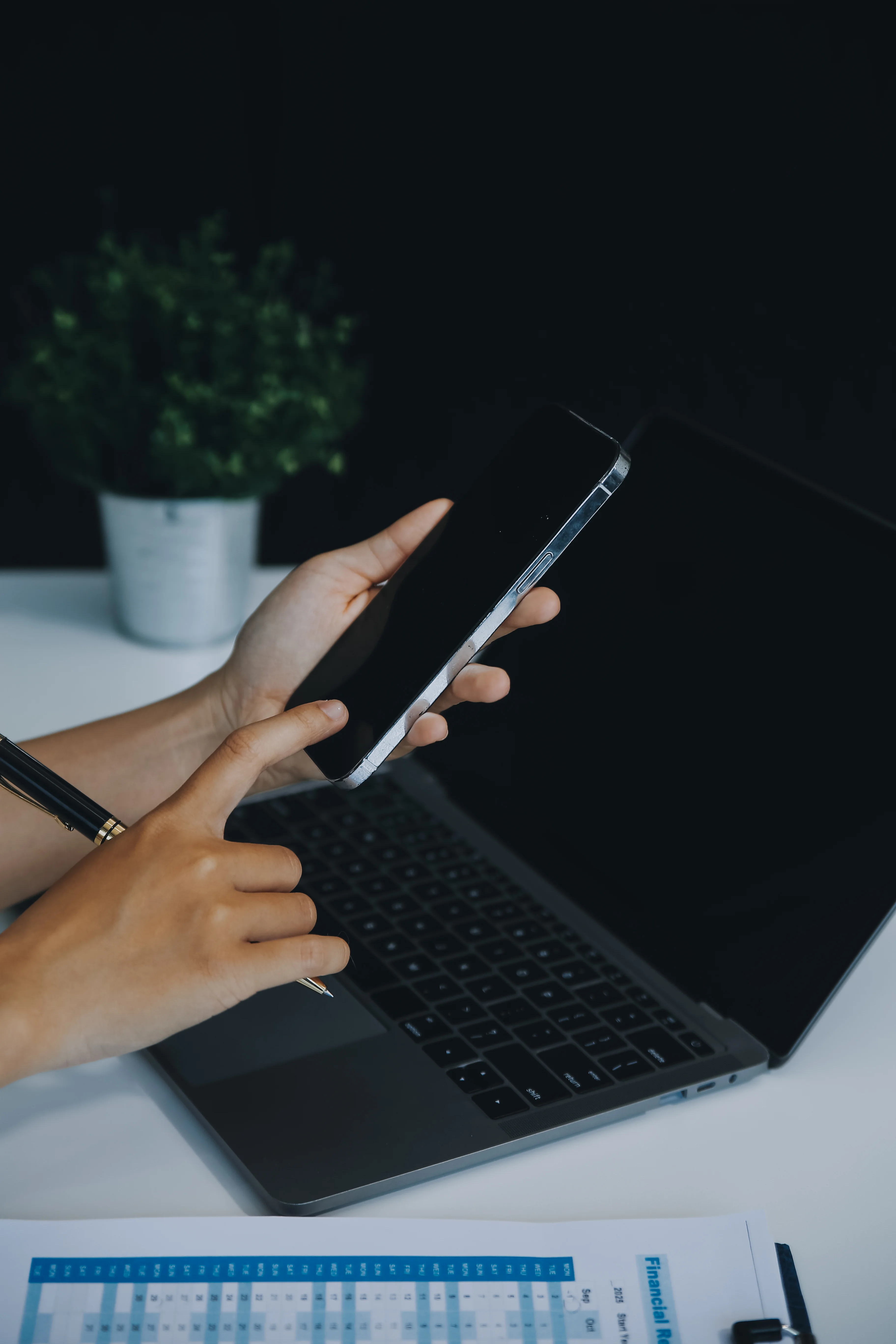 woman looking phone screen