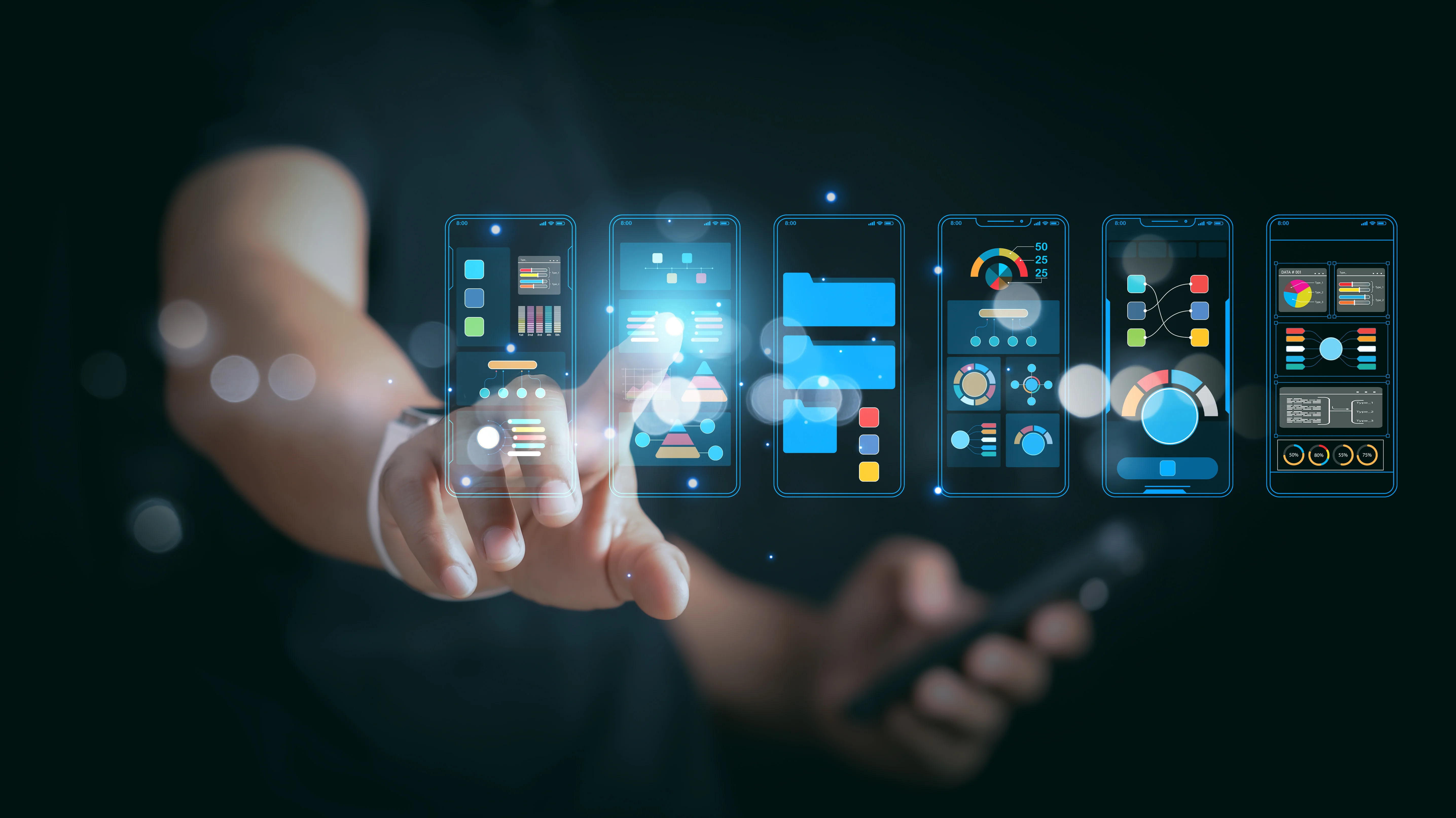 touching virtual mobile app
