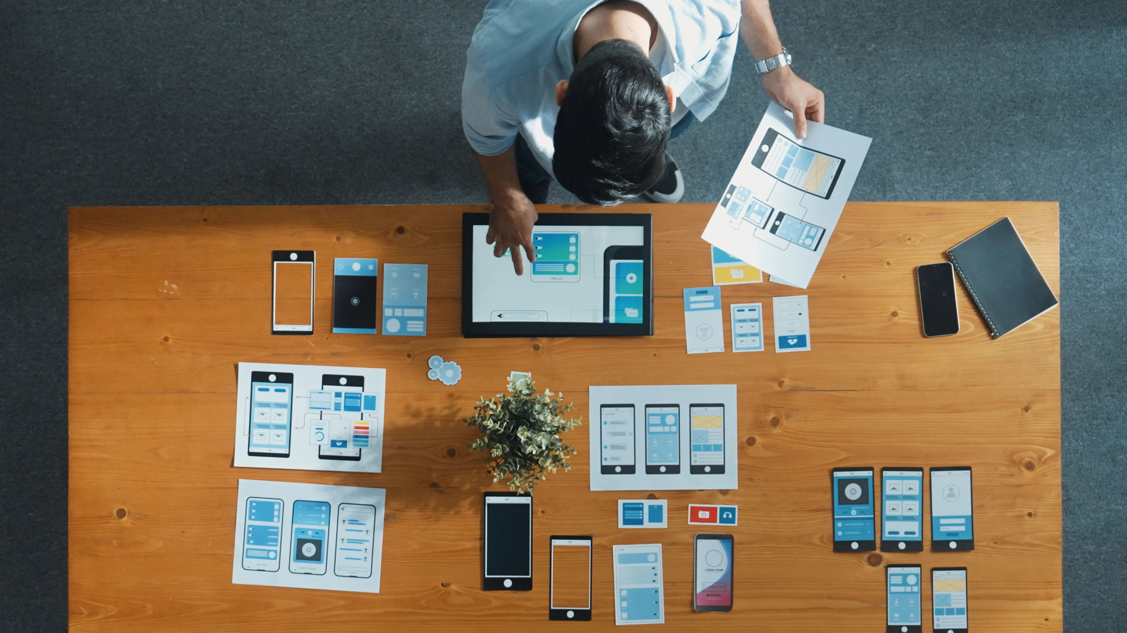 touching virtual mobile app